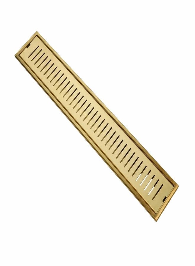SPAZIO PVD Coated Gold Linear/Vertical 12"x4" Shower Water Drain Channel 12 inch Long | Floor Drainer for Bathroom | Bathroom Drainage Jali | 304 Stainless Steel | Side Hole (12x4 Inch) - Image 3